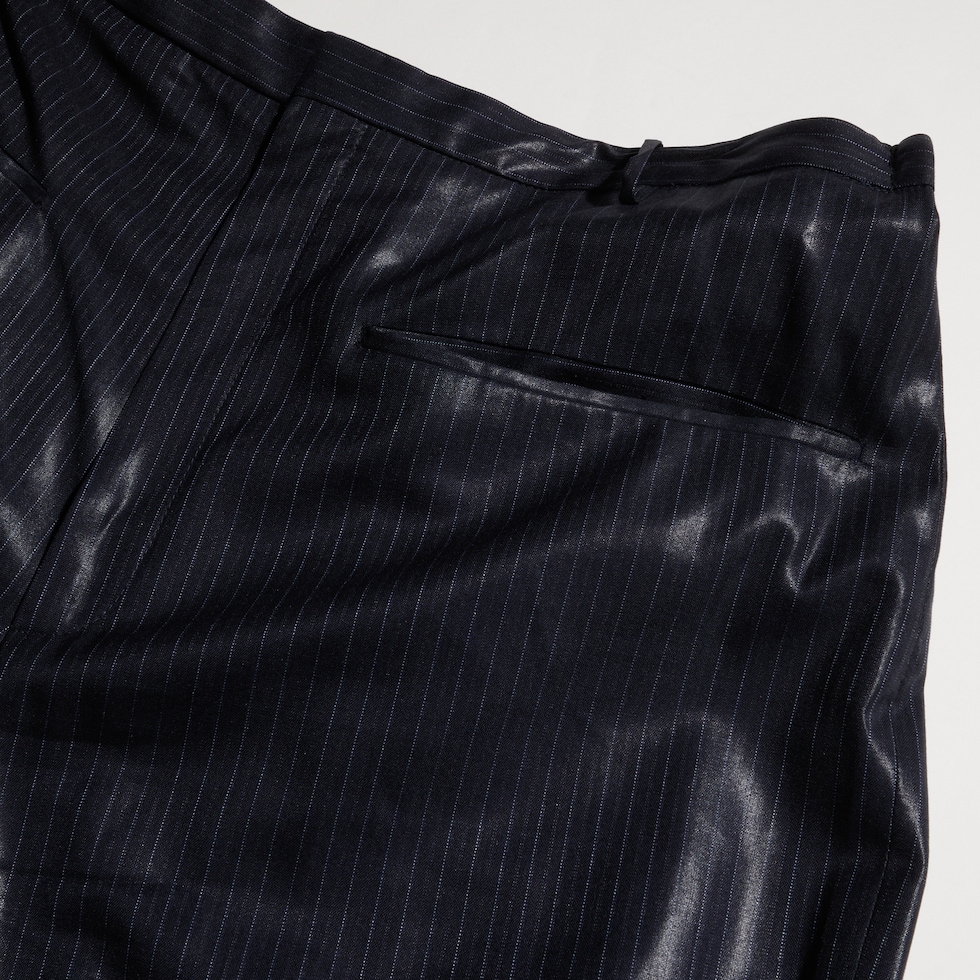 Pinstripe chintzed wool blend pants