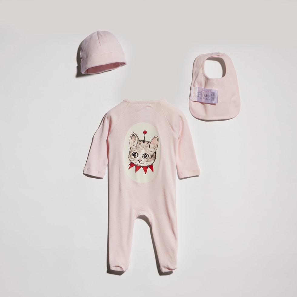 Ensemble cadeau pour bébé en coton côtelé avec imprimé