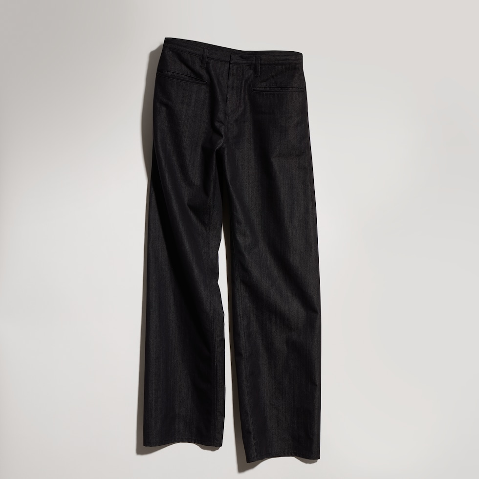 Loose fit cotton blend denim pants