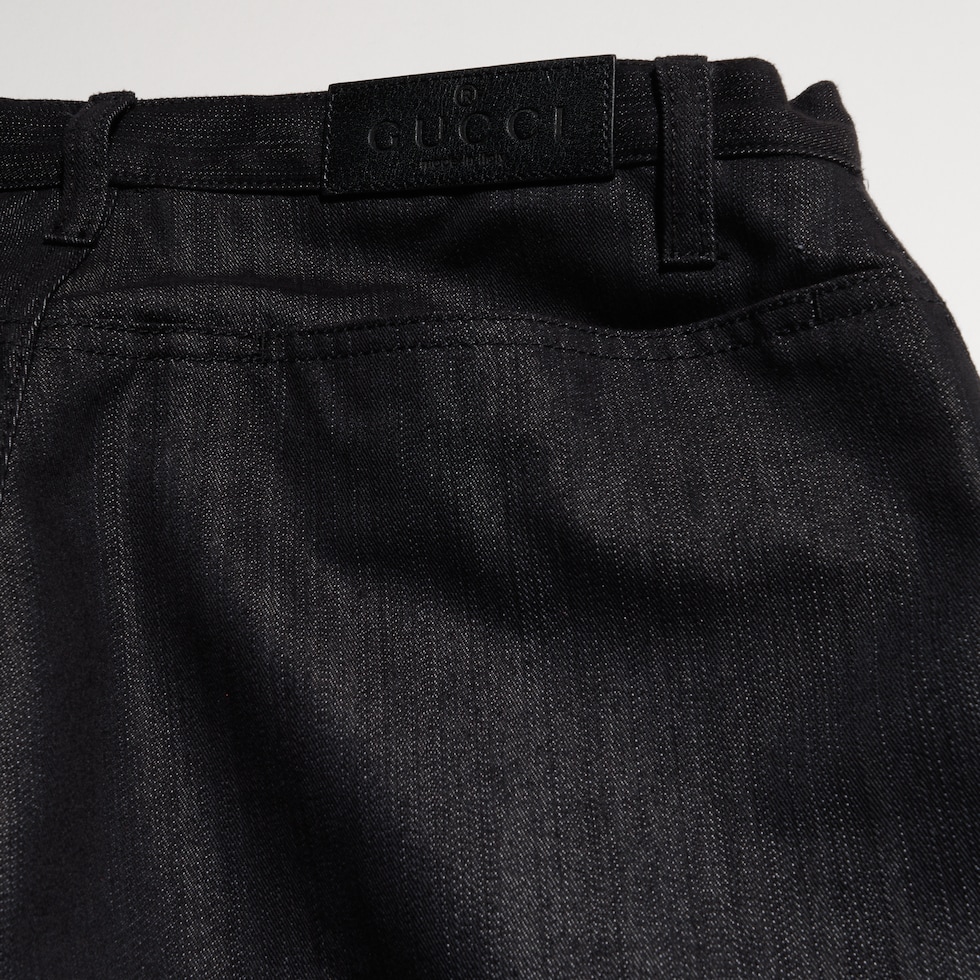 Loose fit cotton blend denim pants