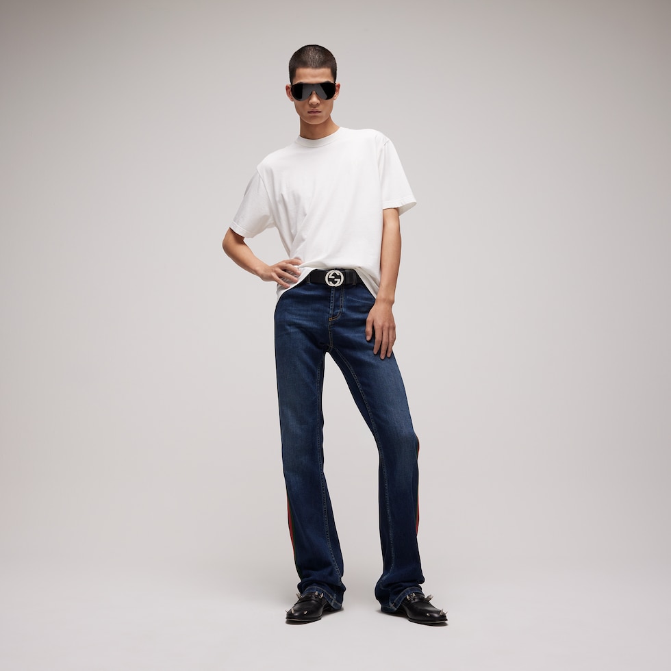 Cotton silk jersey T-shirt with embroidery
