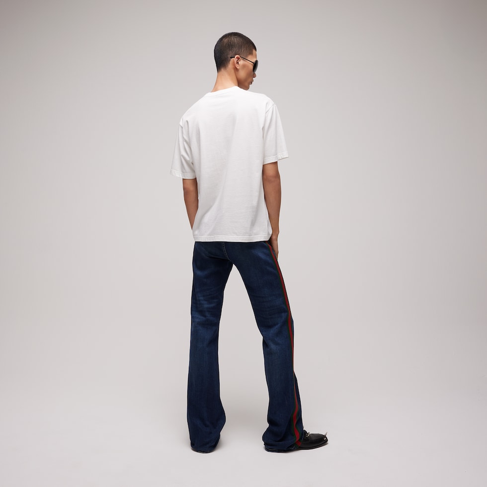 Cotton silk jersey T-shirt with embroidery