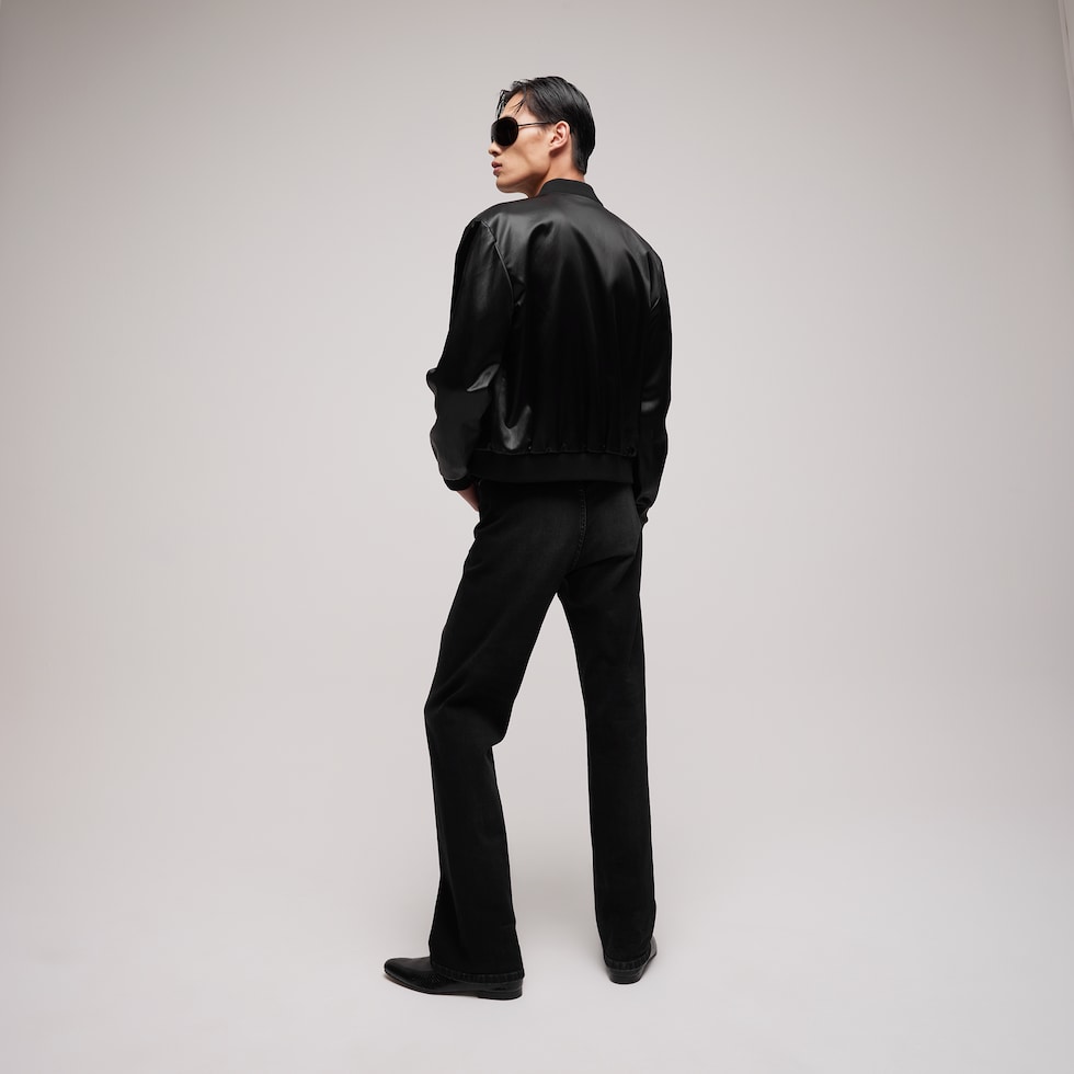 Cotton acetate satin zip jacket