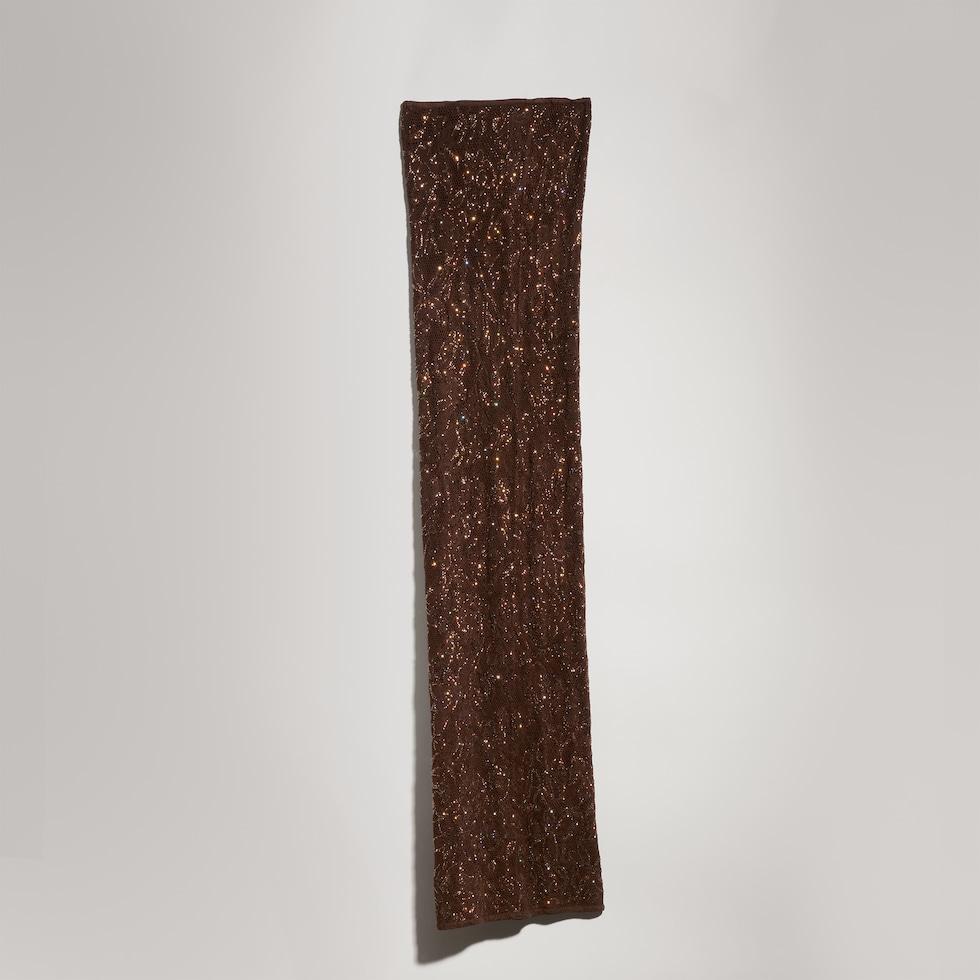 Stretch knit silk lace skirt with crystals