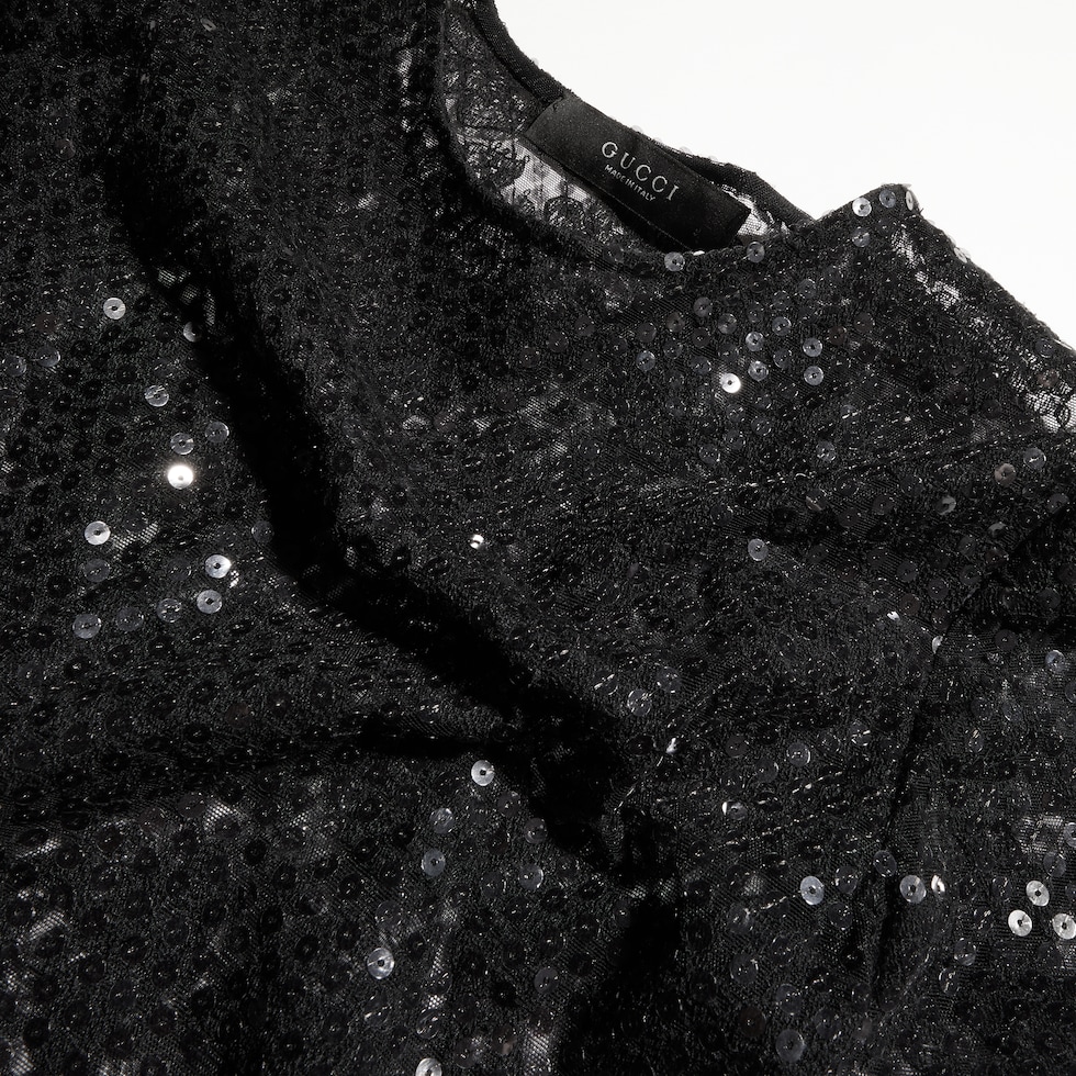 Embroidered tulle dress with sequins