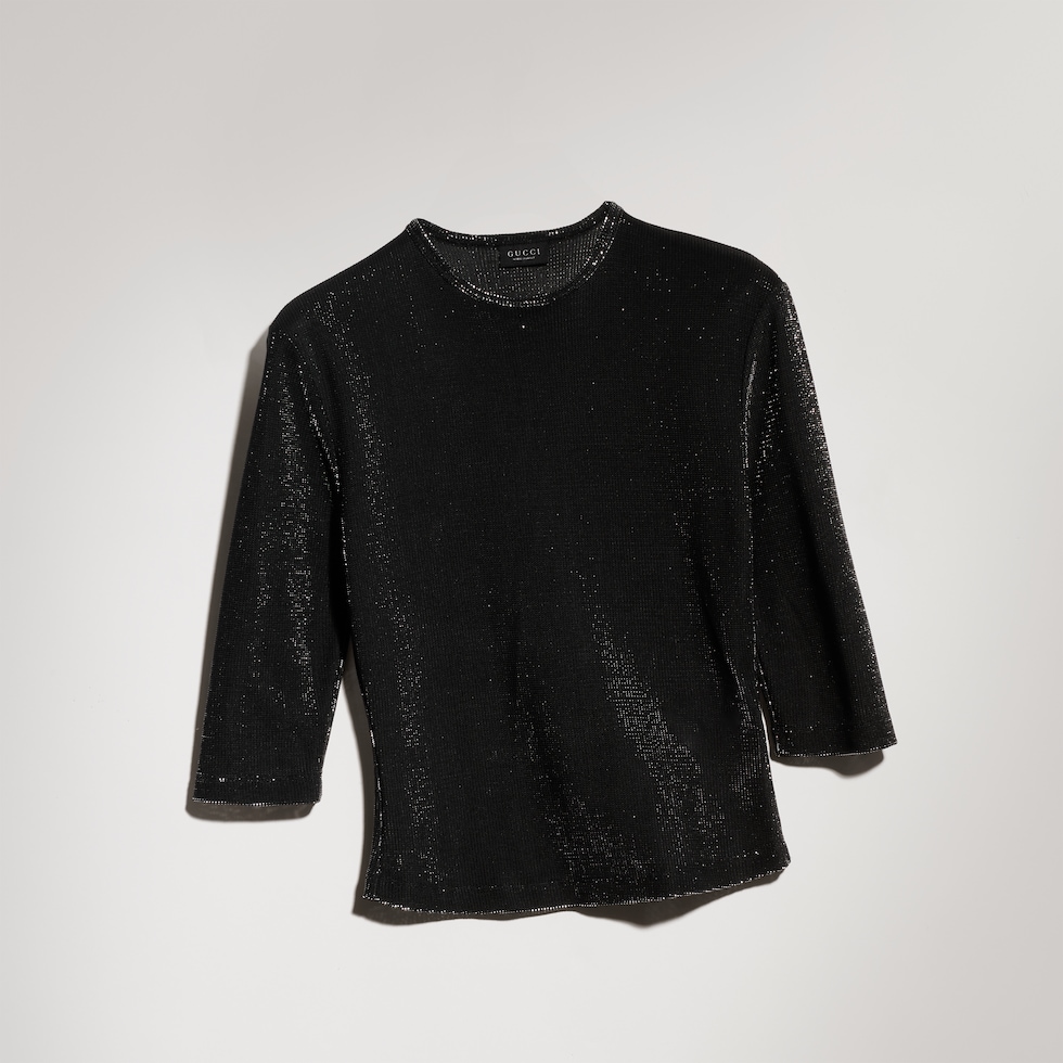 Jersey top with iridescent effect