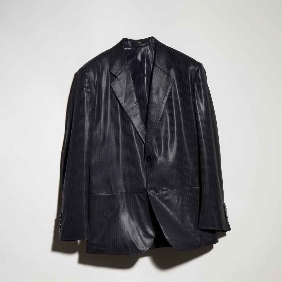 Pinstripe chintzed wool blend jacket