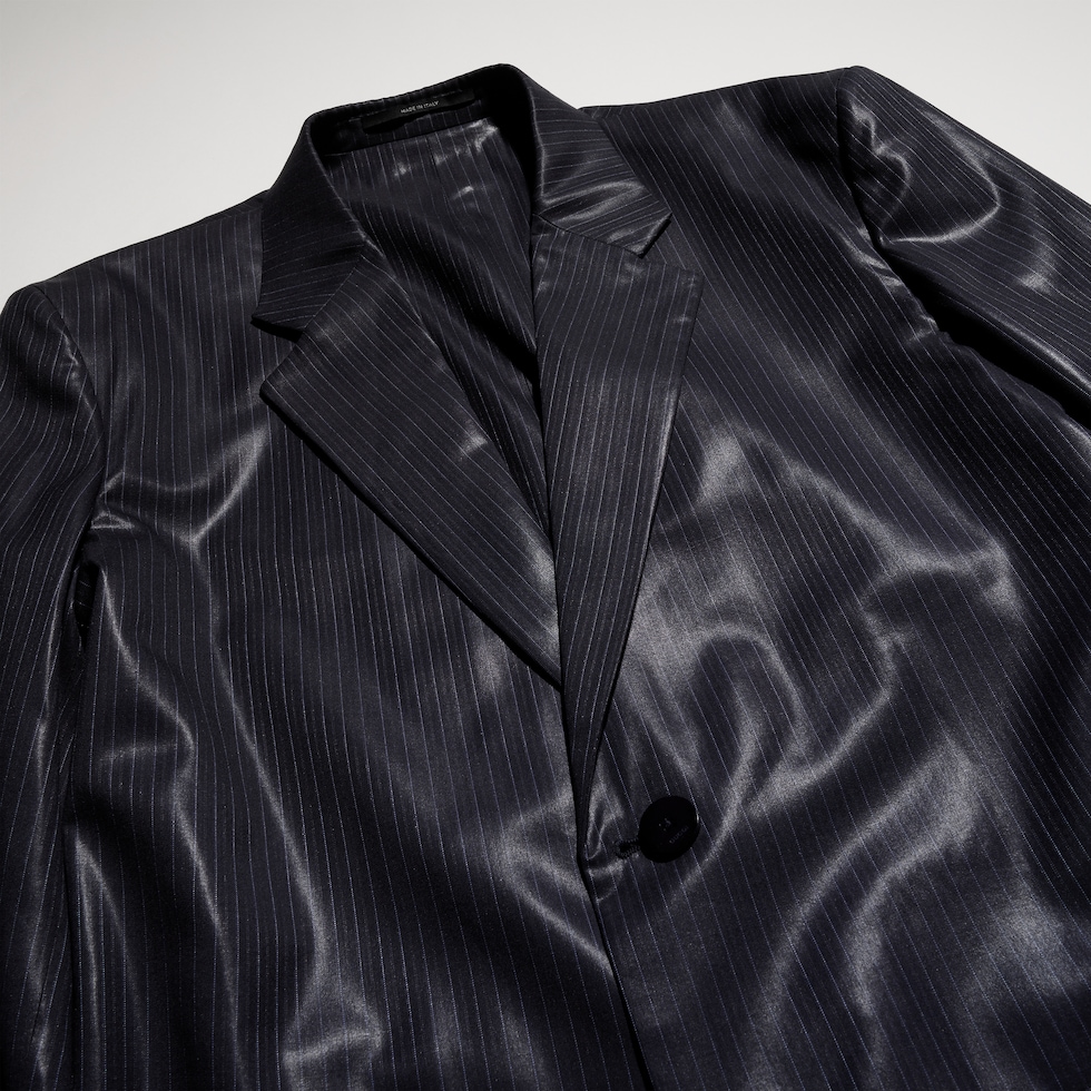 Pinstripe chintzed wool blend jacket
