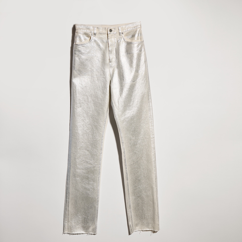 Pantalon en denim de coton enduit