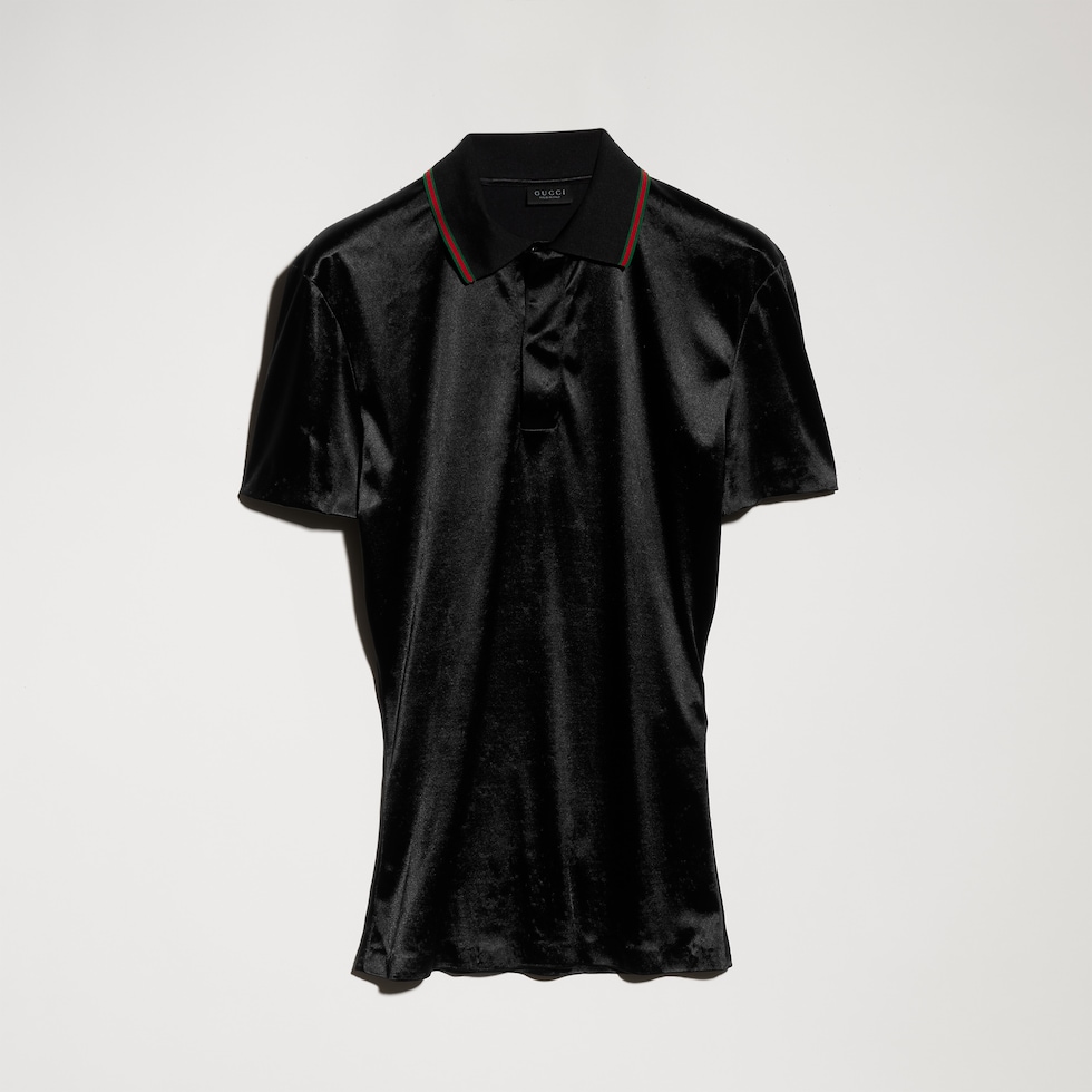 Polo en jersey stretch en satin