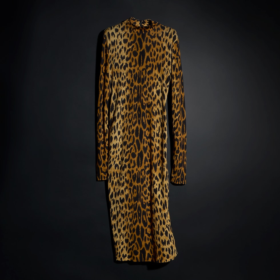 Printed jersey long dress