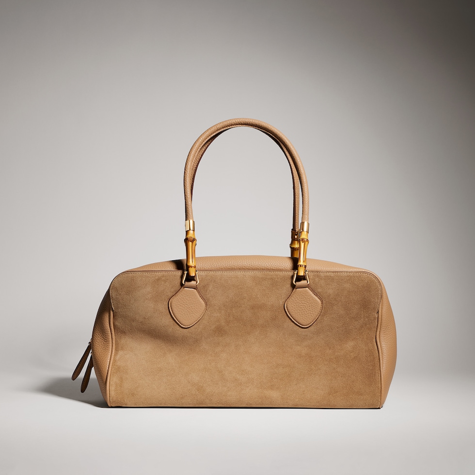 Large boston bag with bamboo