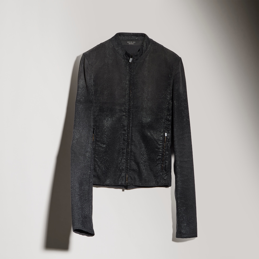Cotton viscose jacket with python effect