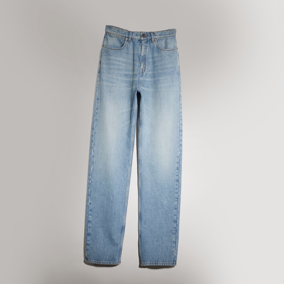 Pantalon en denim lavé à la pierre délavé