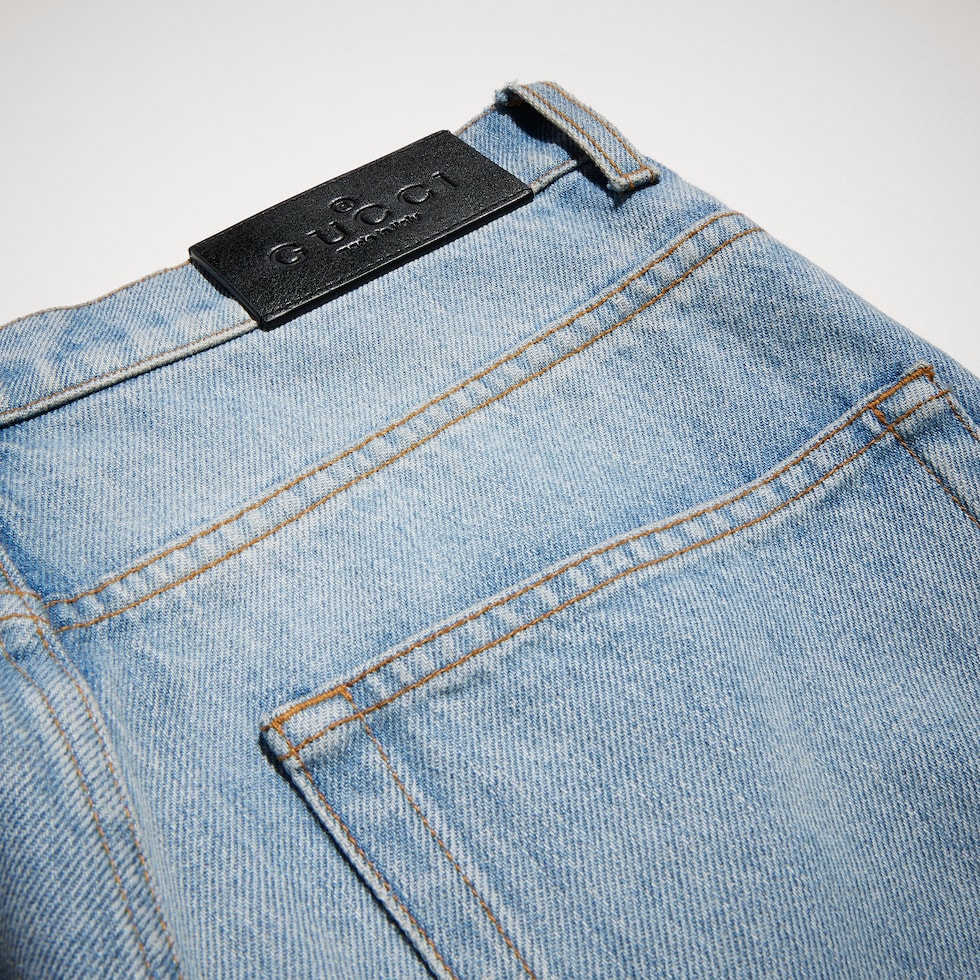 Pantalon en denim lavé à la pierre délavé