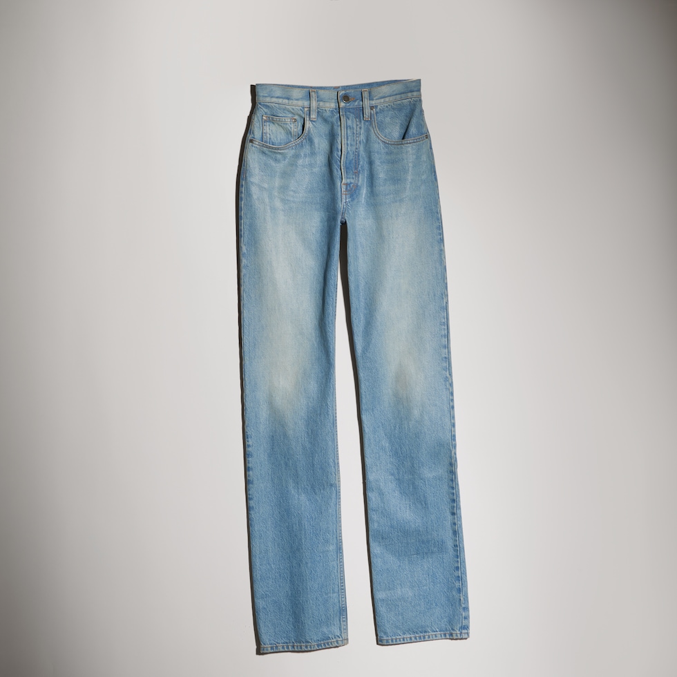 Cotton denim pants with soft coating