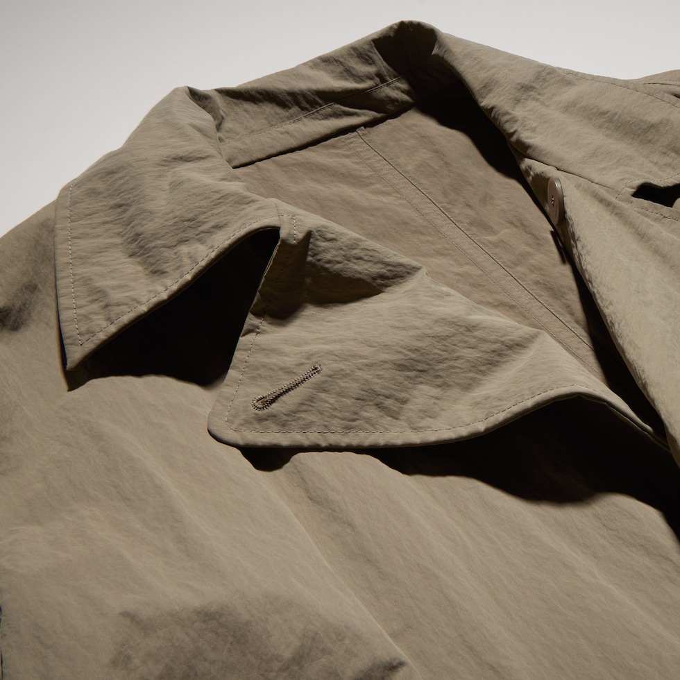 Washed matte nylon trench coat