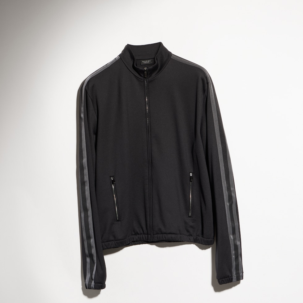 Cotton jersey zip jacket with muted Web