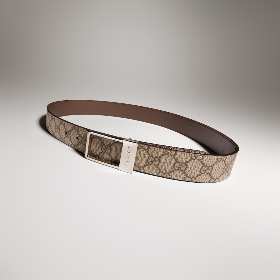 Reversible belt with rectangular buckle
