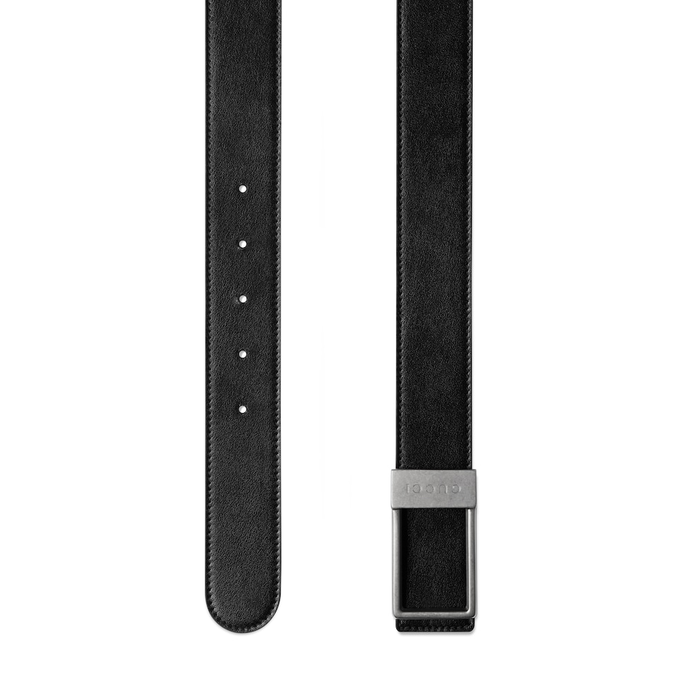 Reversible belt with rectangular buckle