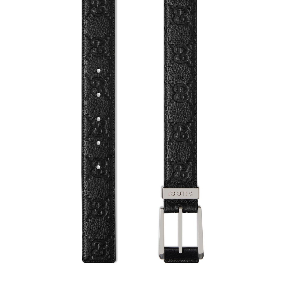 Embossed GG belt with squared buckle