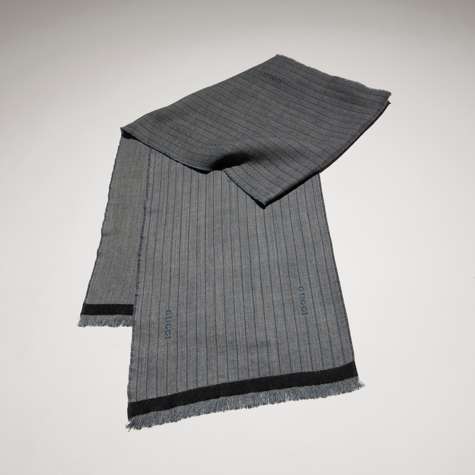 Gucci pinstripe wool silk scarf