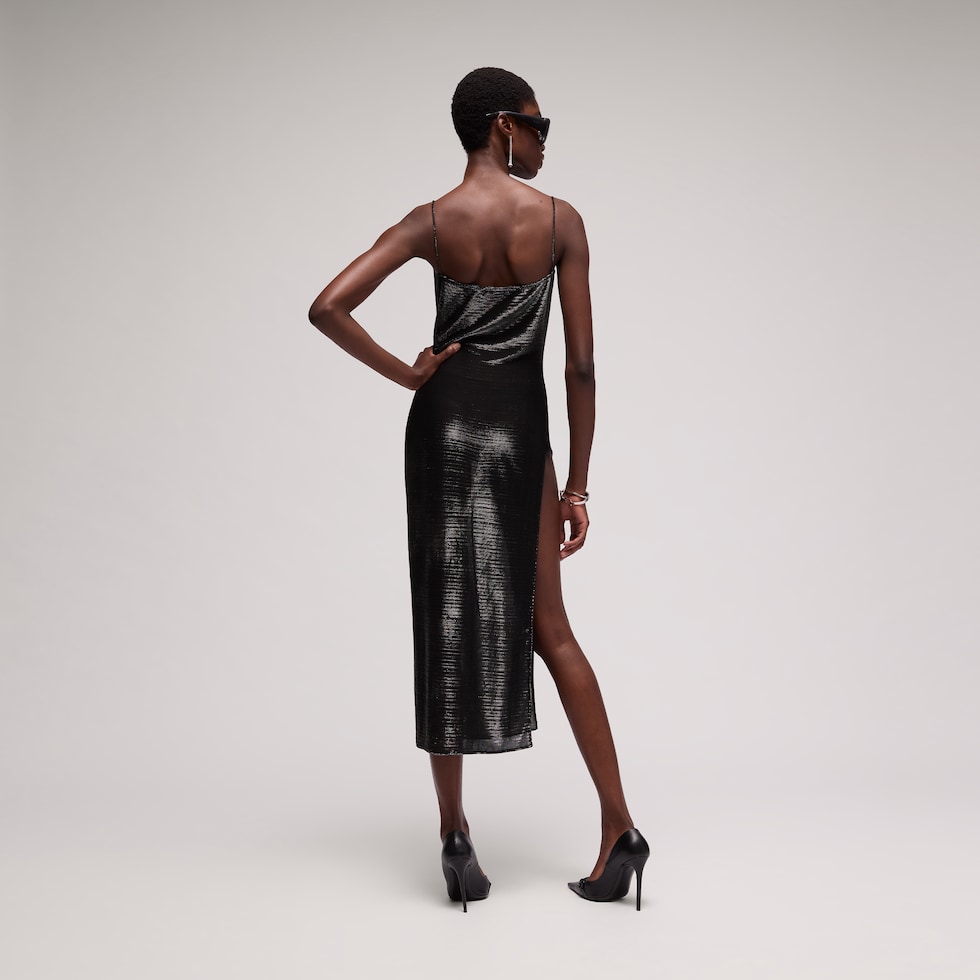 Jersey dress with iridescent effect