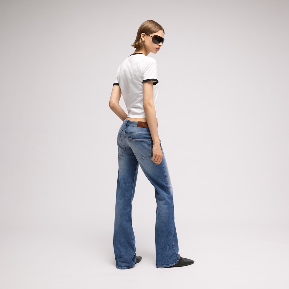 Pantalones de mezclilla de algodón Stretch con Horsebit