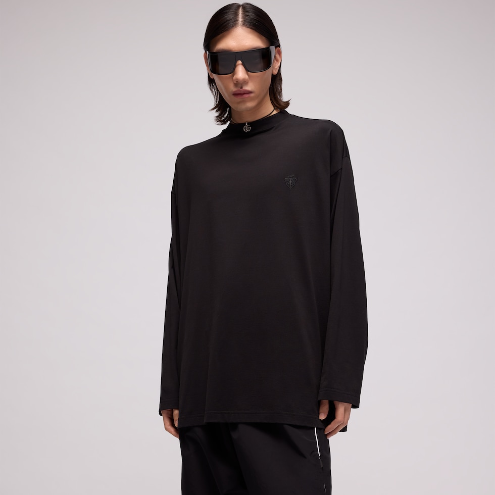 Cotton silk T-shirt with embroidery
