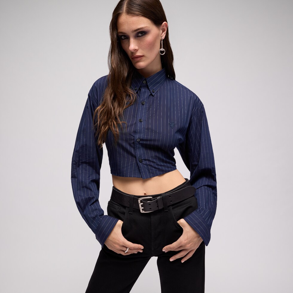 Bluse aus Baumwollpopeline mit Nadelstreifen