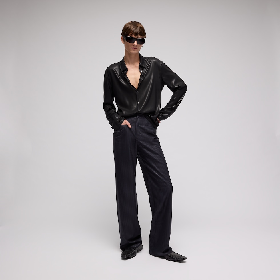 Shiny technical satin shirt