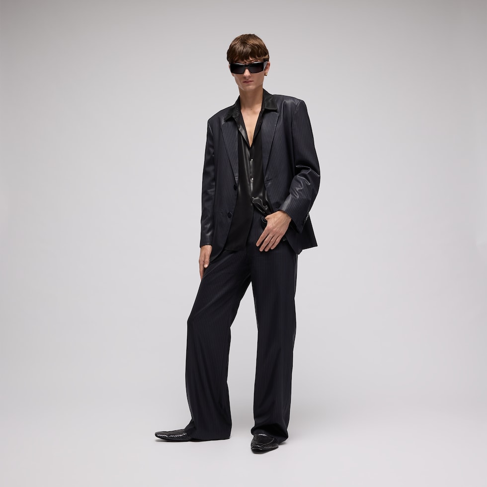 Pinstripe chintzed wool blend jacket