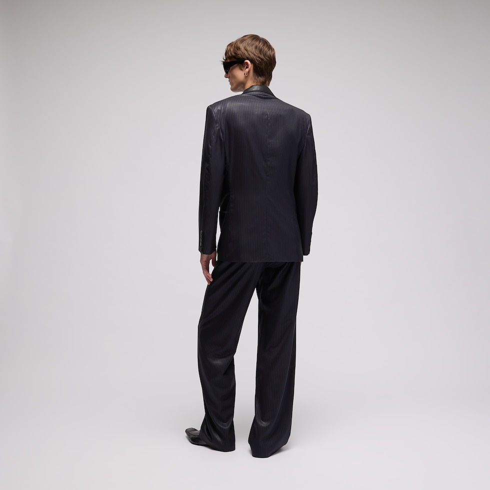 Pinstripe chintzed wool blend jacket
