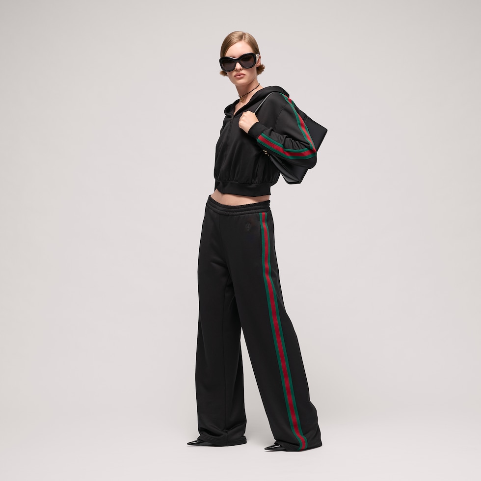 Cotton jersey leisure pants with Web