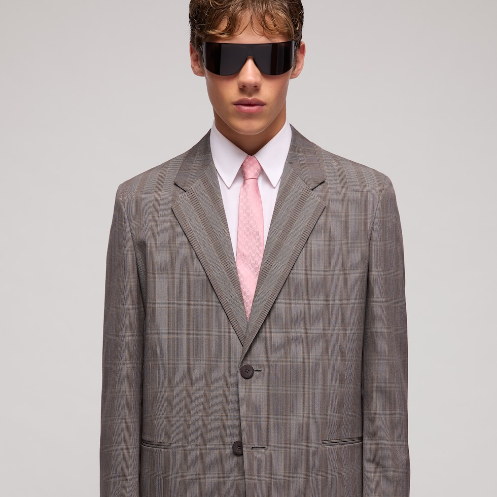 Corbata jacquard lana seda con GG entrelazada