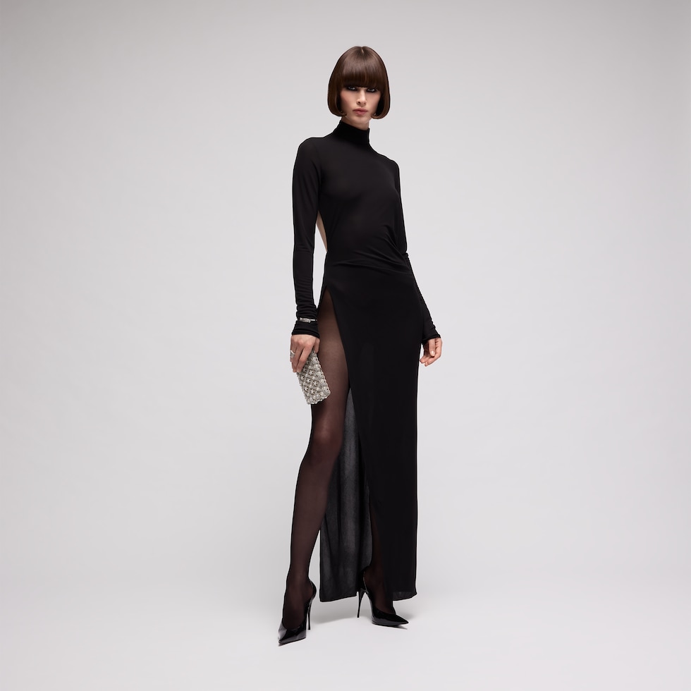 Viscose crêpe jersey dress with split