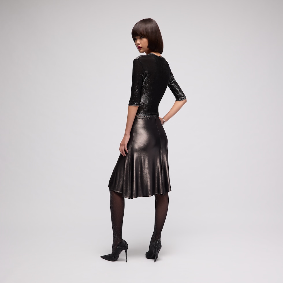 Fluid jersey midi skirt