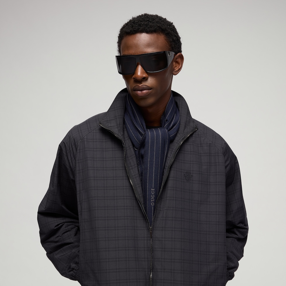 Gucci pinstripe wool silk scarf