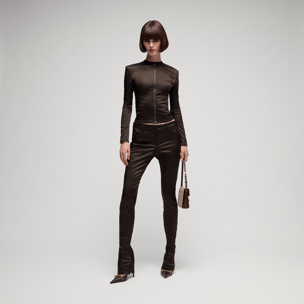 Stretch acetate duchesse jacket