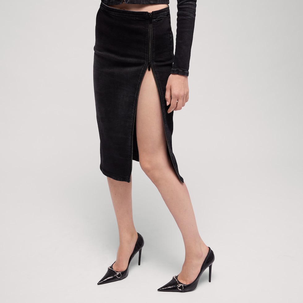 Falda de denim de algodón 'Stretch' con abertura lateral