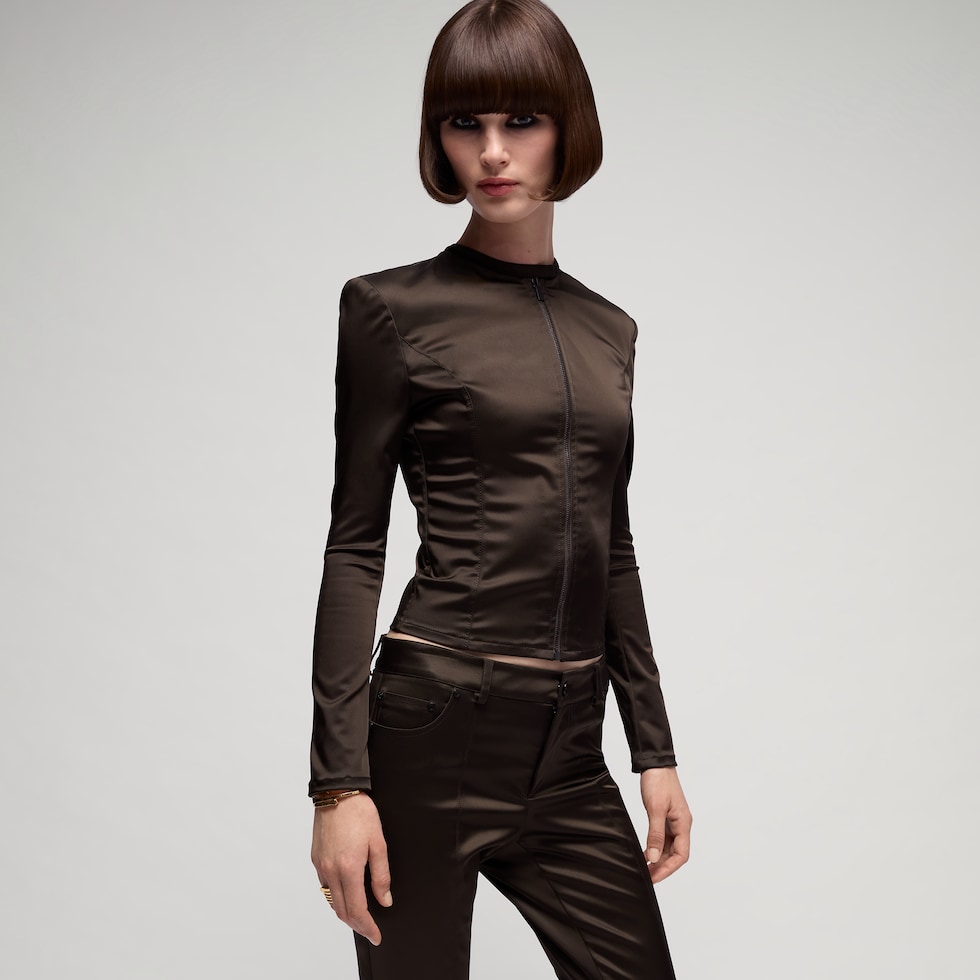 Stretch acetate duchesse jacket