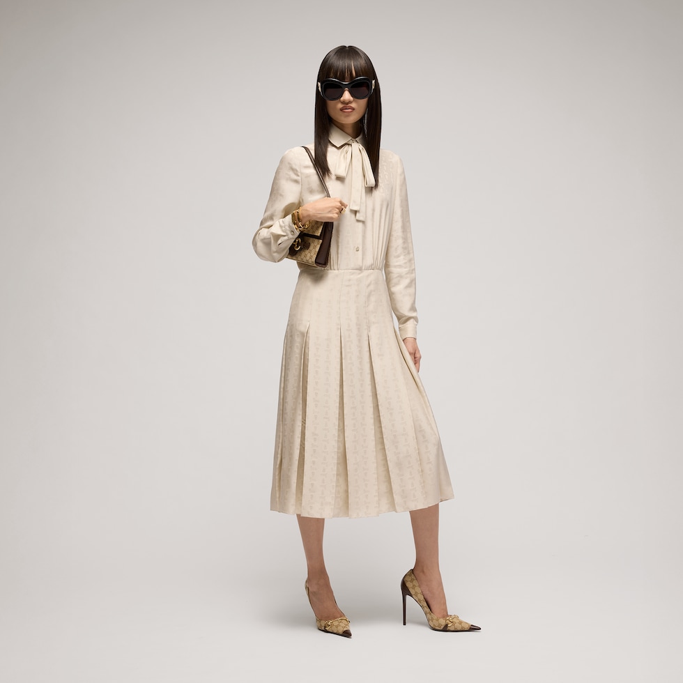Robe en jacquard de soie Blason Gucci