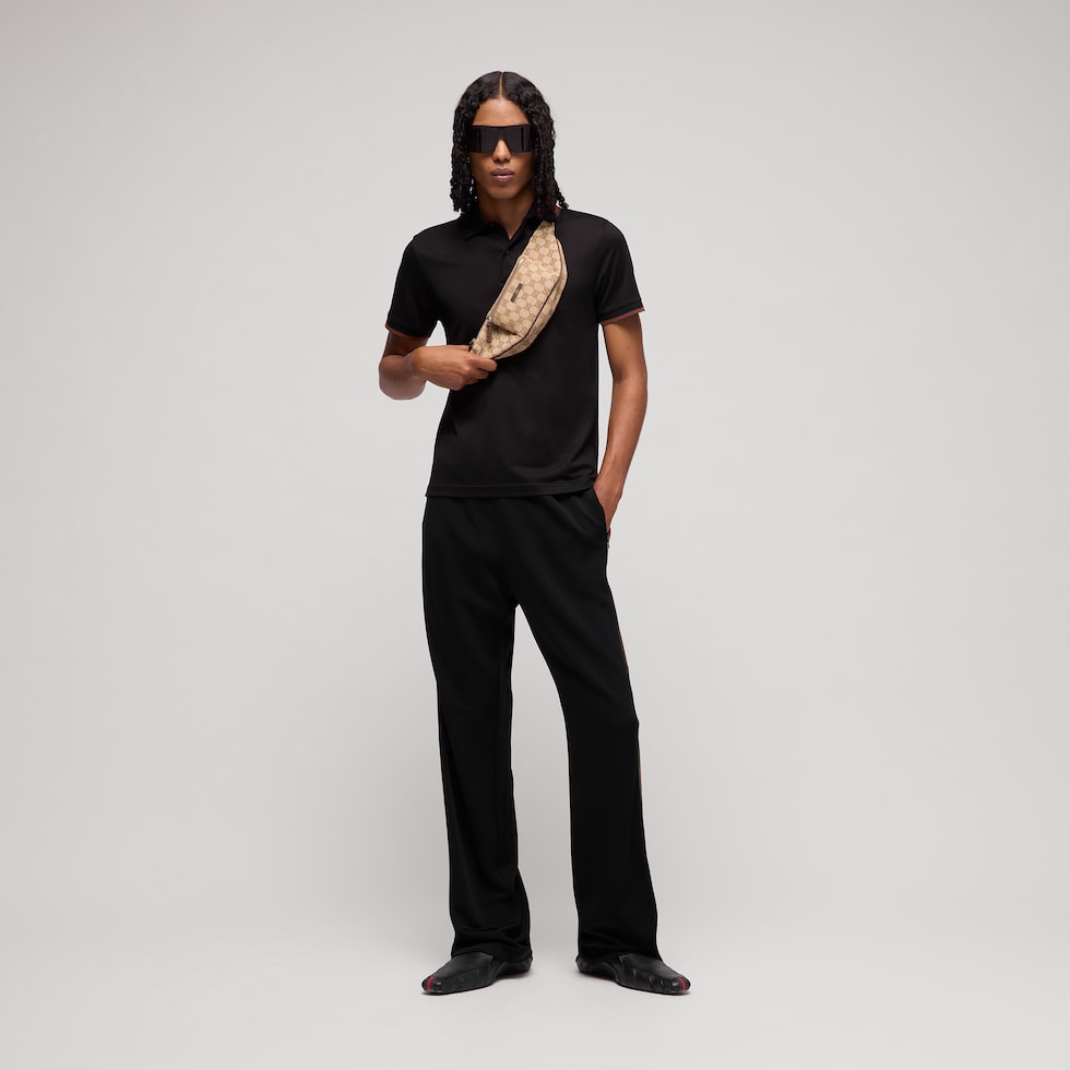 Silk jersey polo shirt with Web