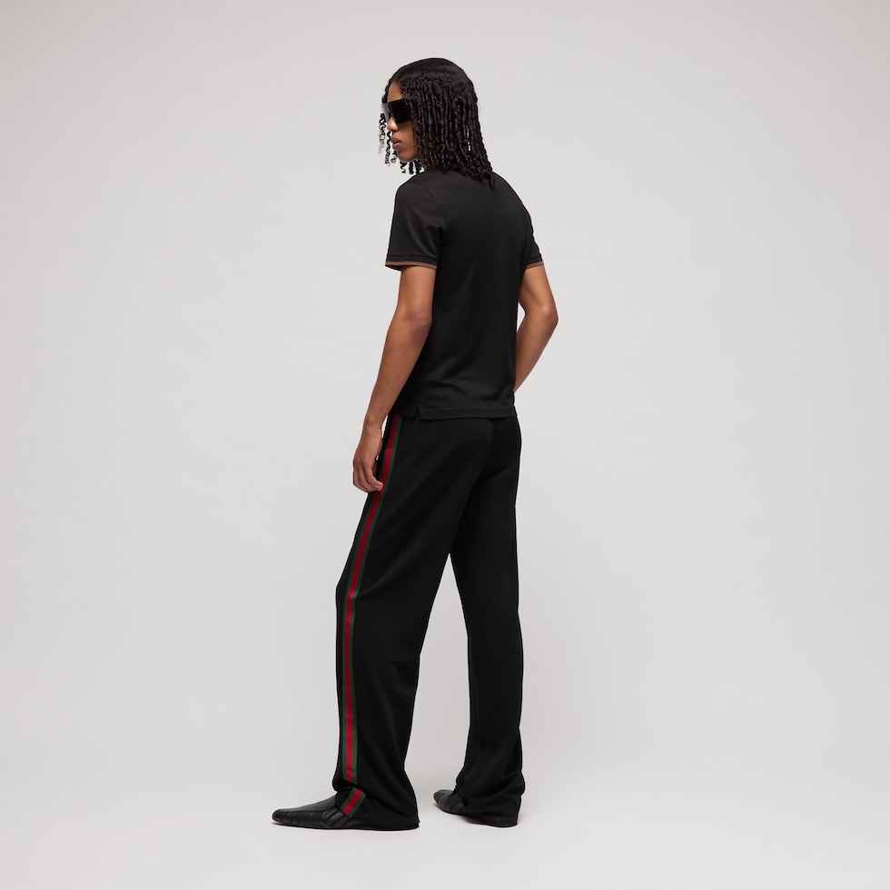 Silk jersey polo shirt with Web