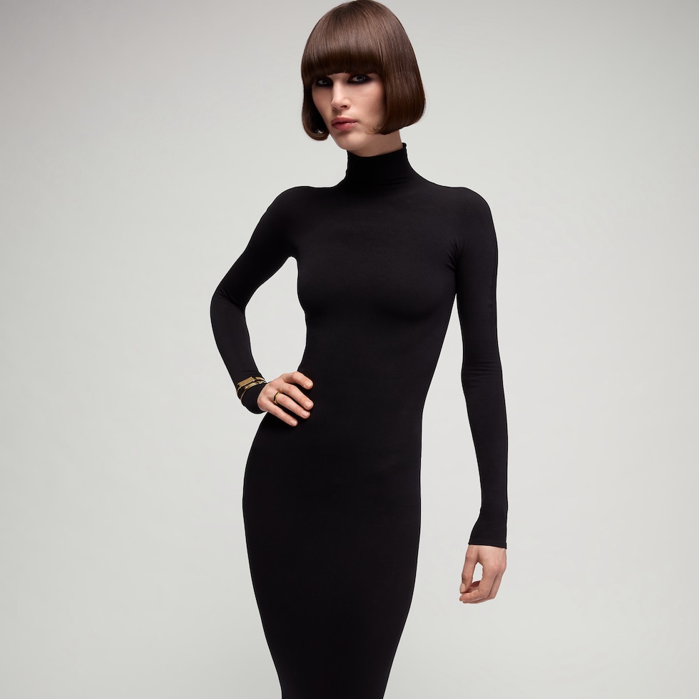 Seamless stretch nylon jersey dress