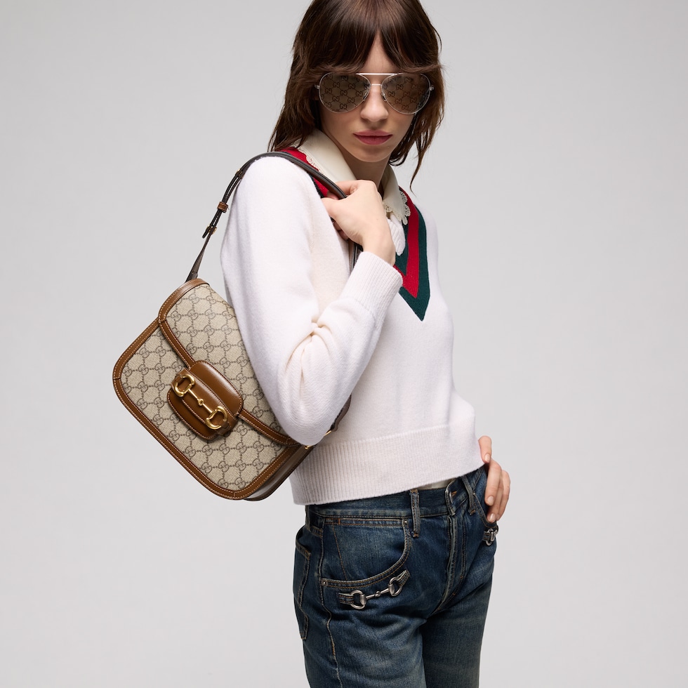 Mittelgroße Gucci Horsebit 1955 Schultertasche