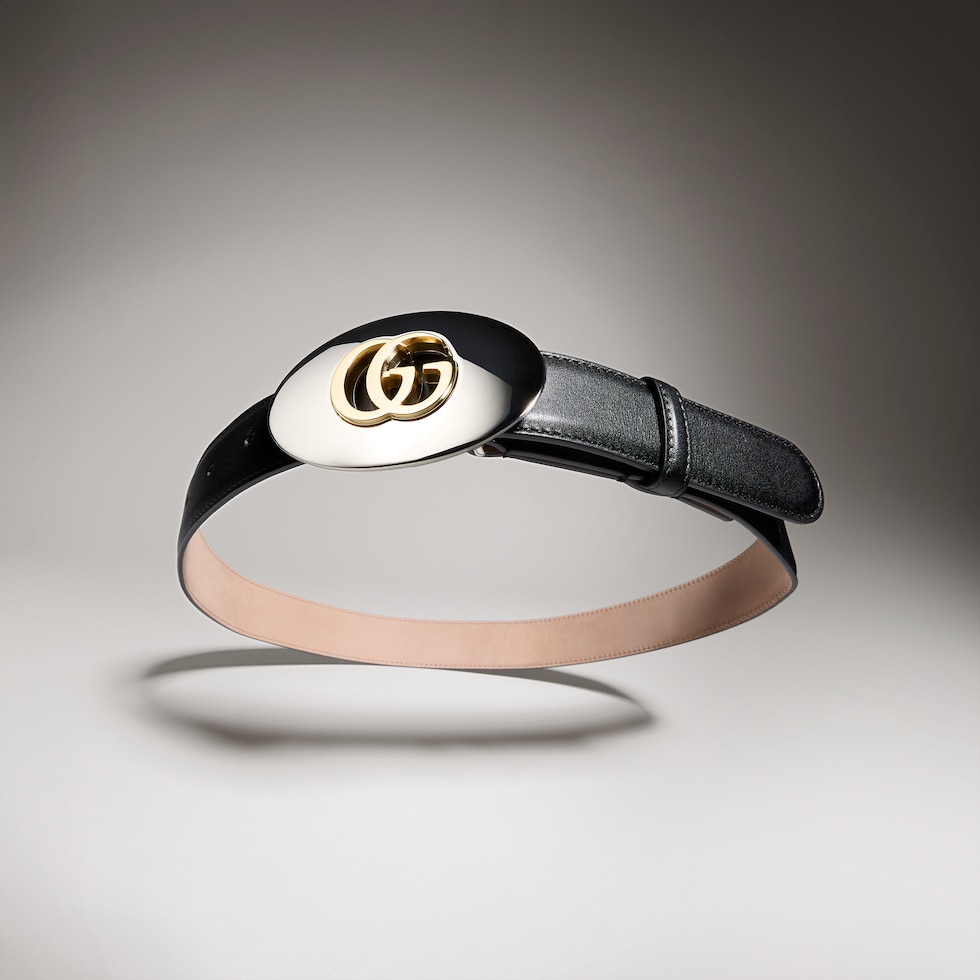 Belt with Double G plaque buckle