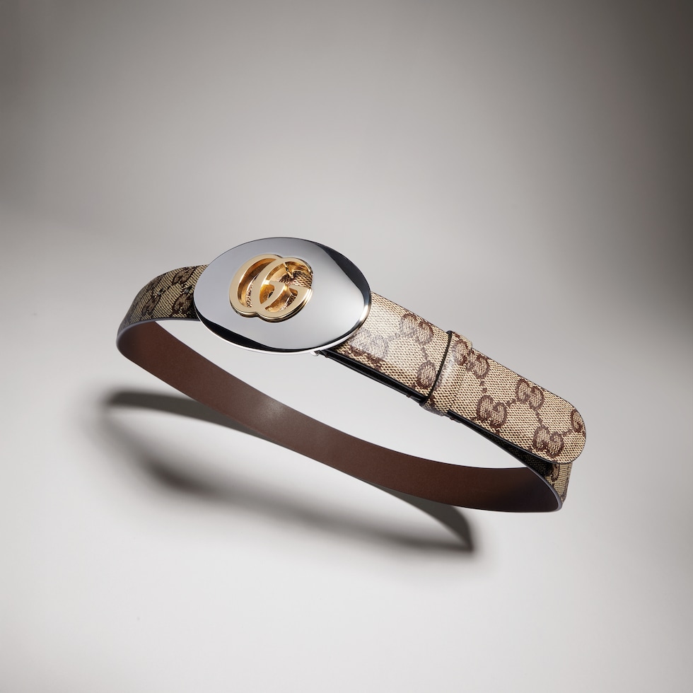Belt with Double G plaque buckle