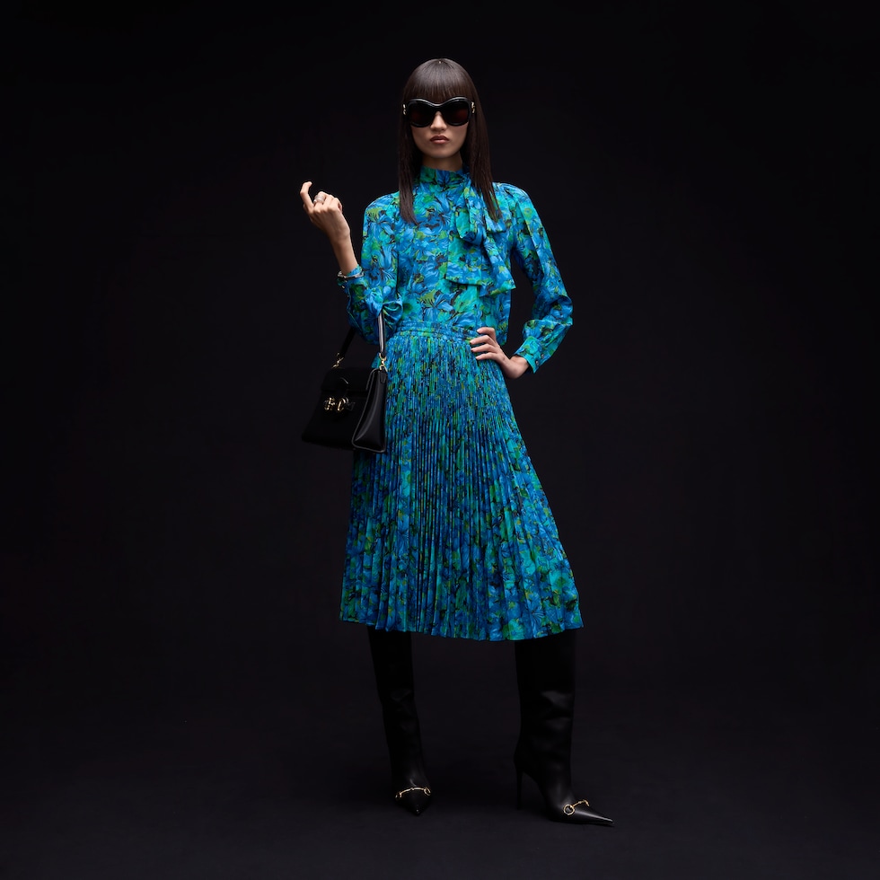 Chemise en crêpe de chine en soie imprimée