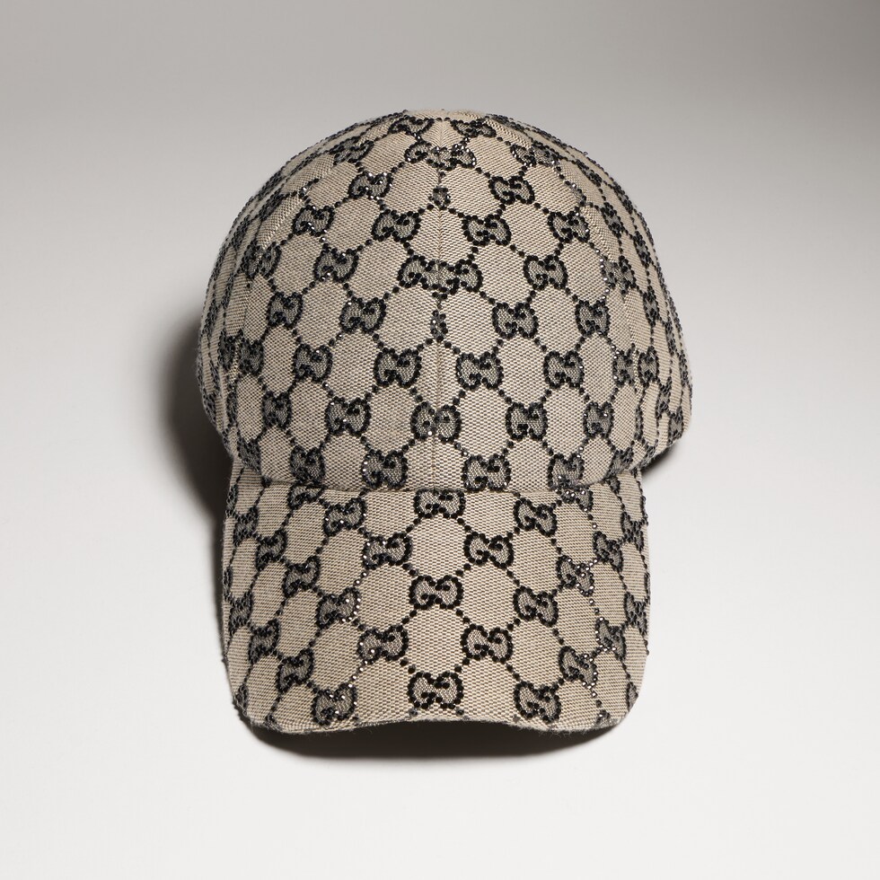 GG canvas baseball hat with crystals